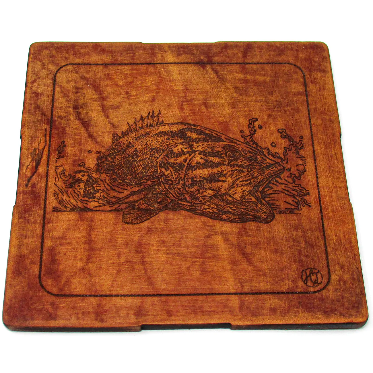 Coasters Set - Leather - Bass Fishing