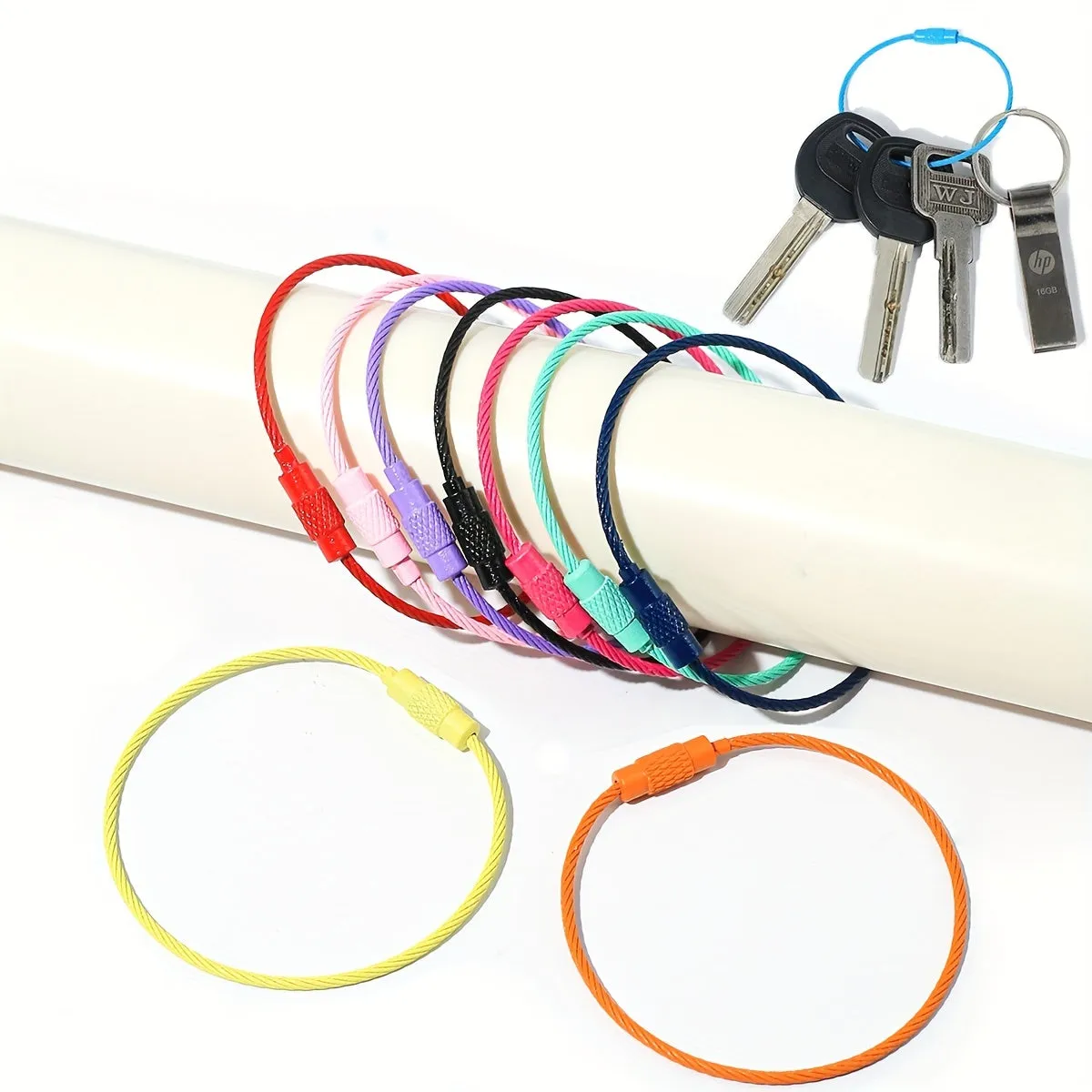 Colorful Stainless Steel Wire Keychains for Organization and Style