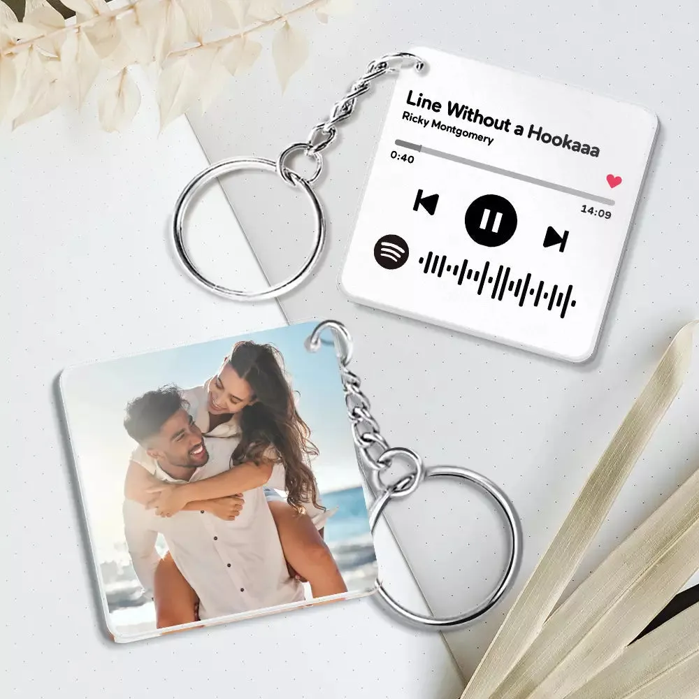 Custom Double Sided Acrylic Spotify Keychain Personalized Photo Scannable Keychain Gift for Lover