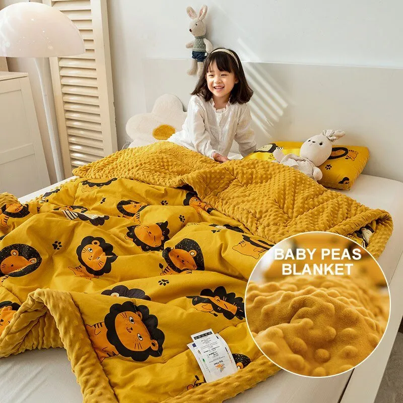 Cute Animal Print Double-Sided Thicken Warm Kids Blanket