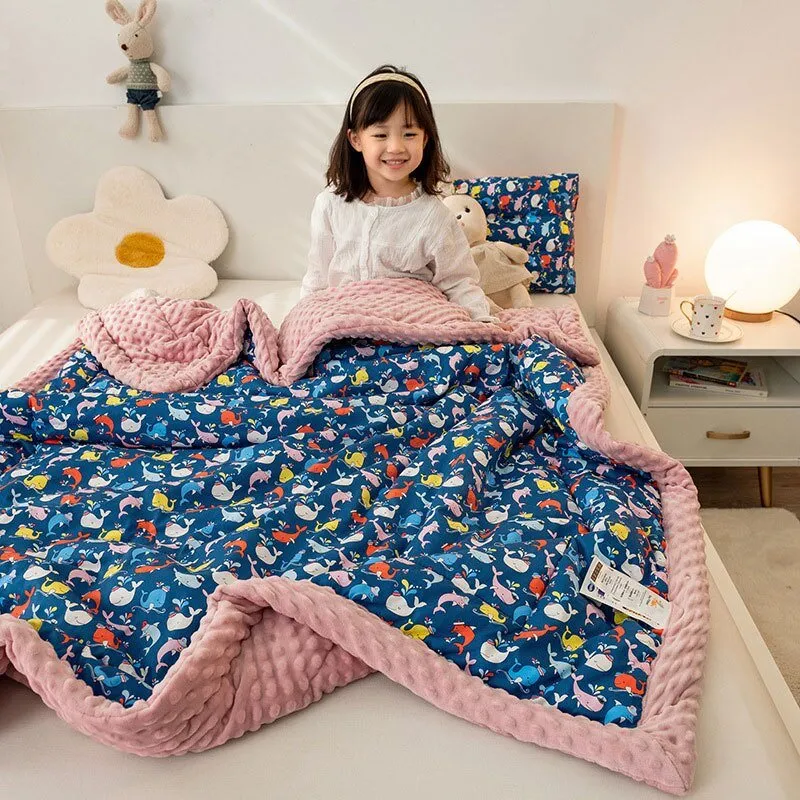 Cute Animal Print Double-Sided Thicken Warm Kids Blanket