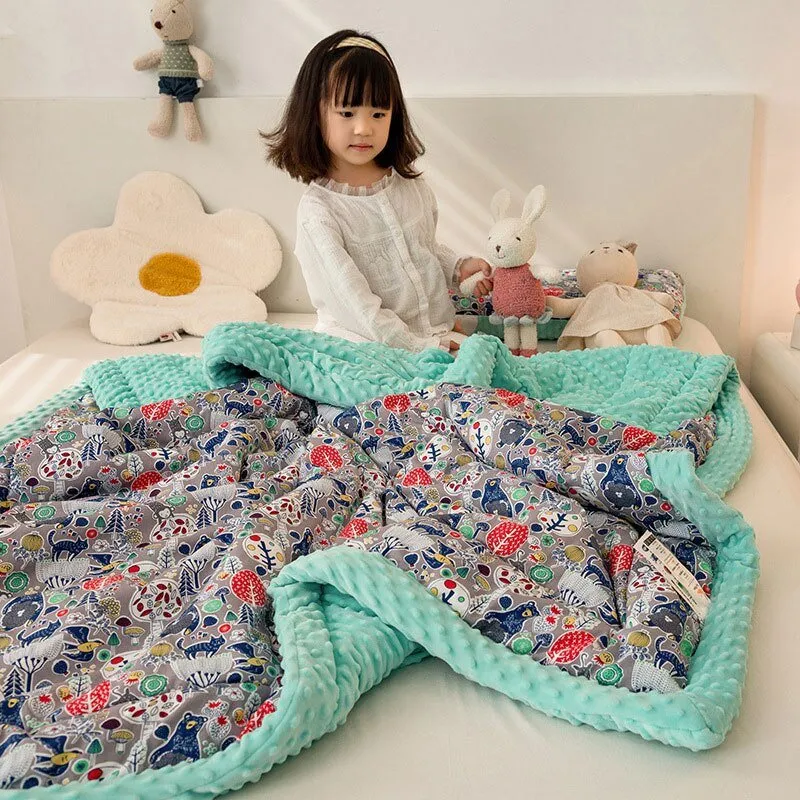 Cute Animal Print Double-Sided Thicken Warm Kids Blanket