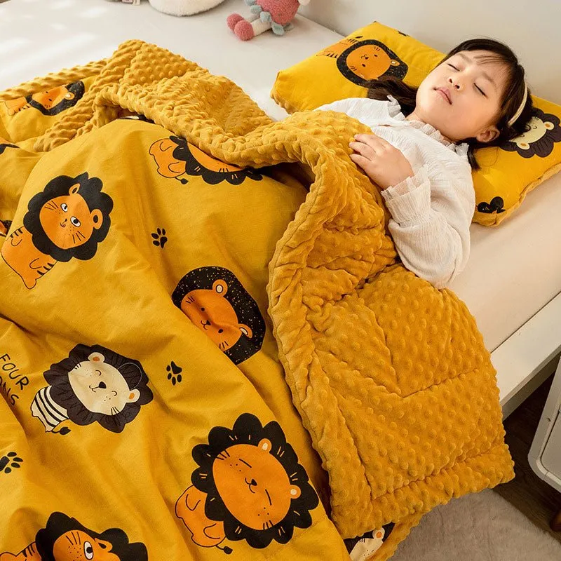 Cute Animal Print Double-Sided Thicken Warm Kids Blanket