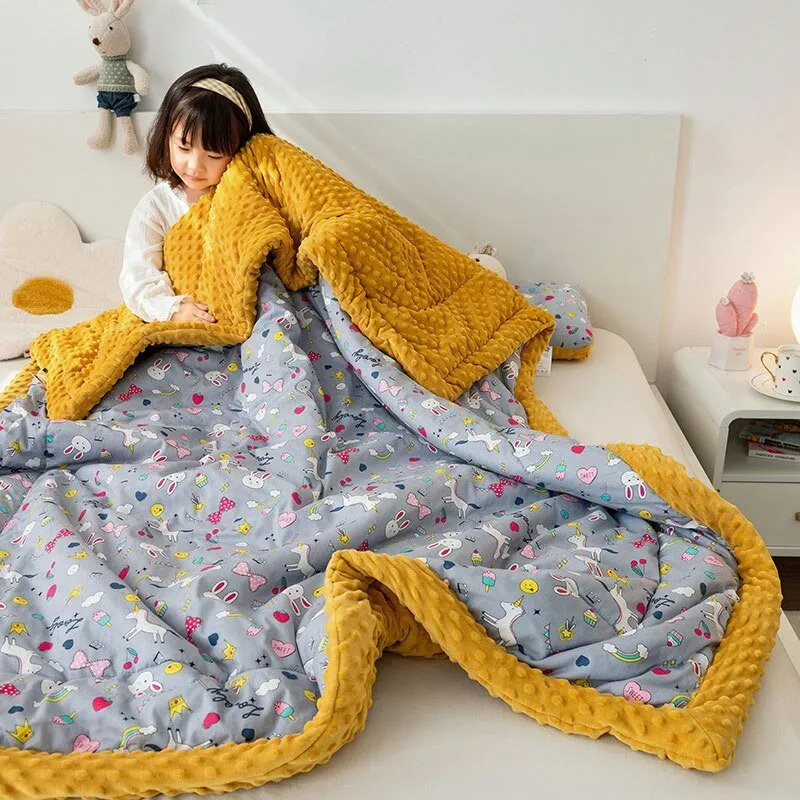 Cute Animal Print Double-Sided Thicken Warm Kids Blanket
