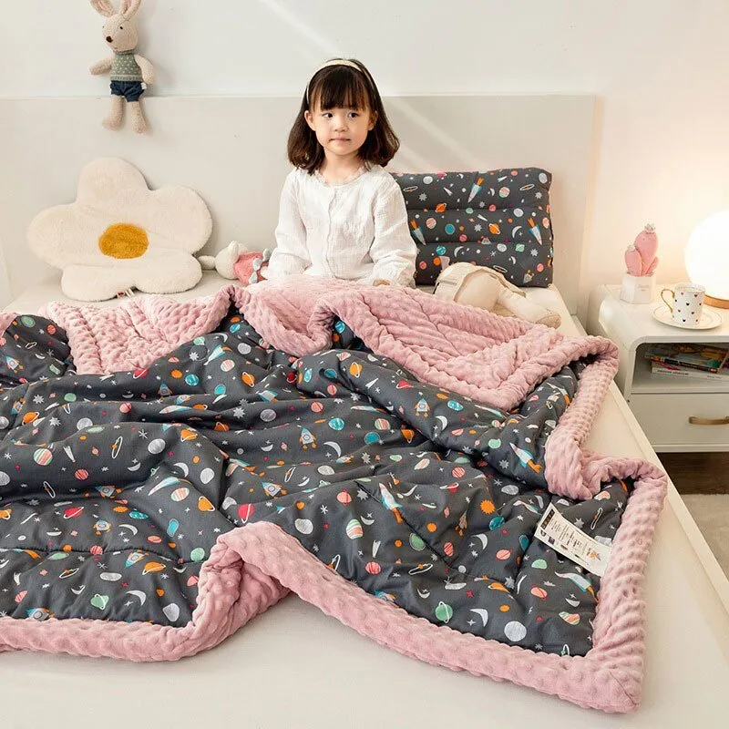 Cute Animal Print Double-Sided Thicken Warm Kids Blanket