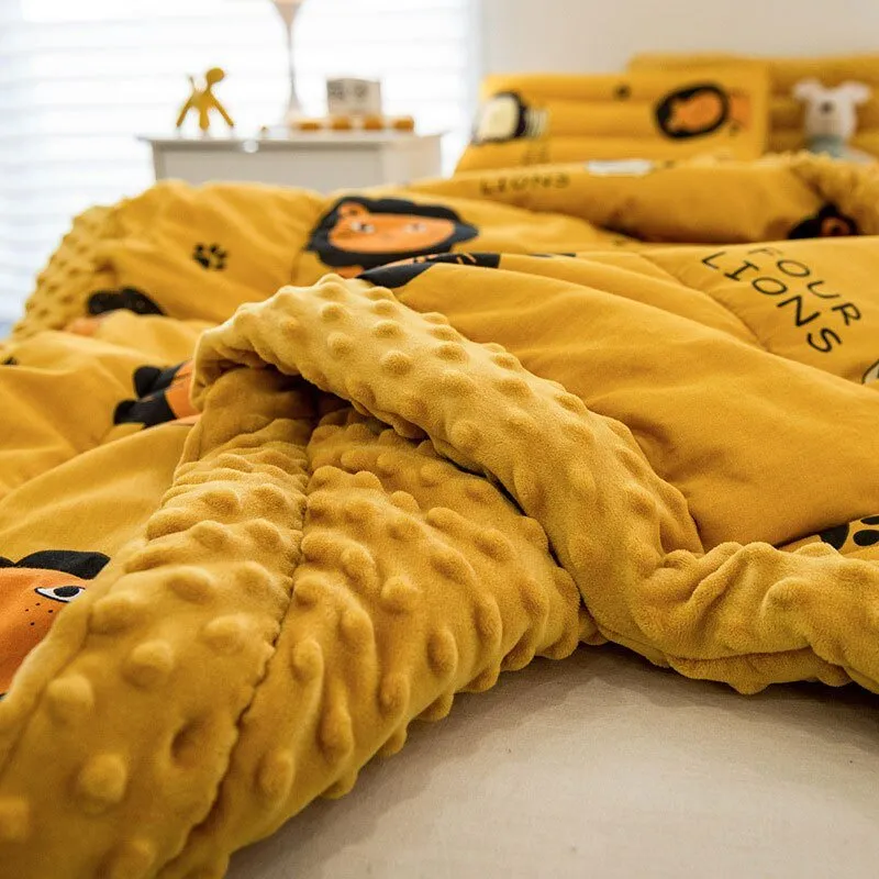 Cute Animal Print Double-Sided Thicken Warm Kids Blanket