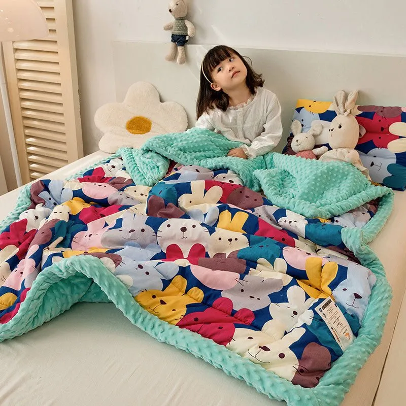 Cute Animal Print Double-Sided Thicken Warm Kids Blanket