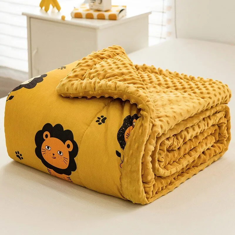 Cute Animal Print Double-Sided Thicken Warm Kids Blanket