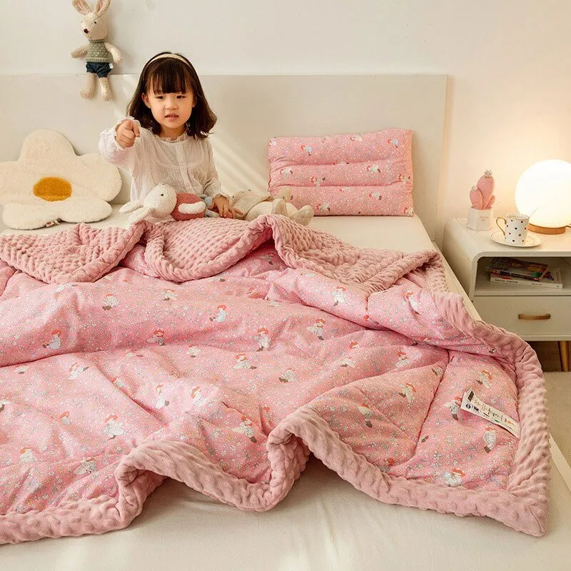 Cute Animal Print Double-Sided Thicken Warm Kids Blanket