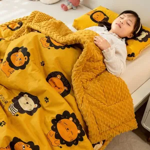 Cute Animal Print Double-Sided Thicken Warm Kids Blanket