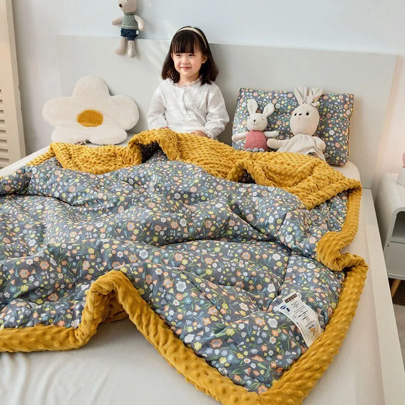 Cute Animal Print Double-Sided Thicken Warm Kids Blanket
