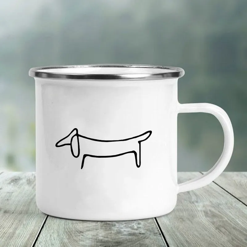 Dachshund Printed Enamel Mugs