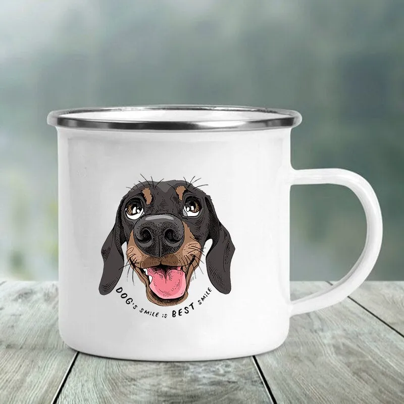 Dachshund Printed Enamel Mugs