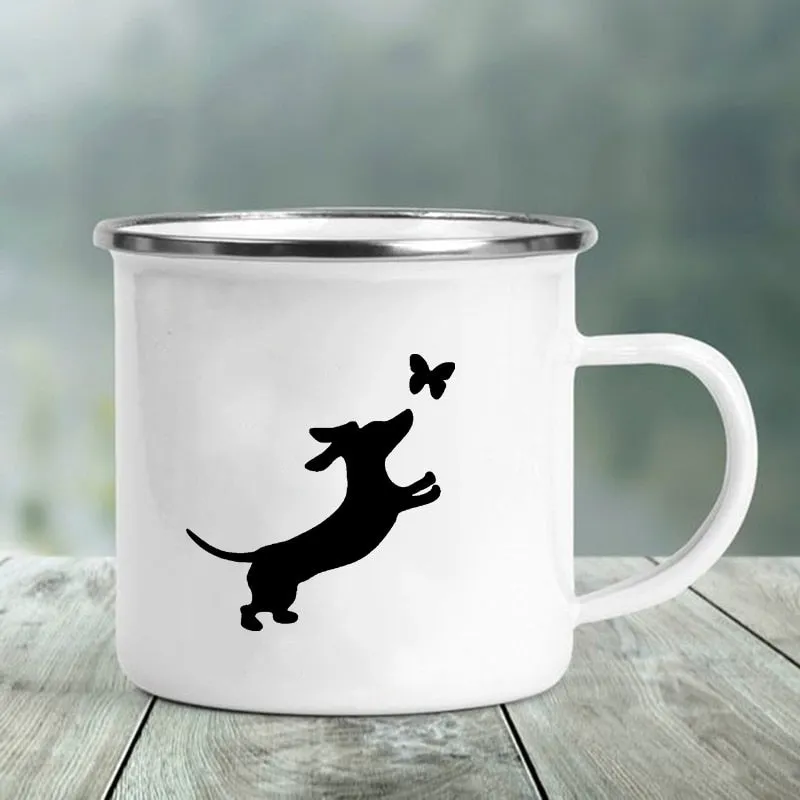 Dachshund Printed Enamel Mugs