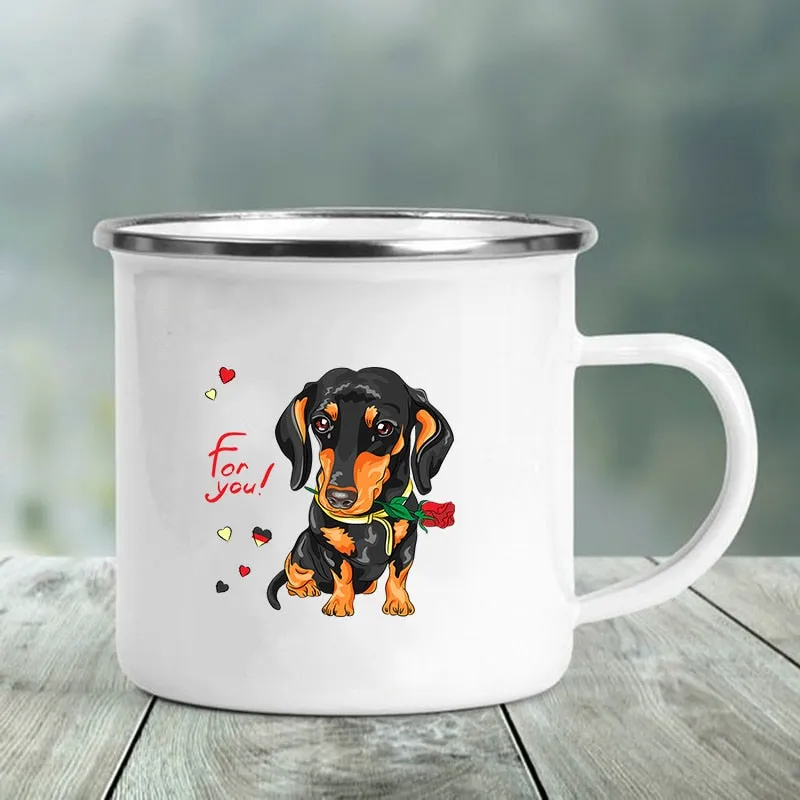 Dachshund Printed Enamel Mugs
