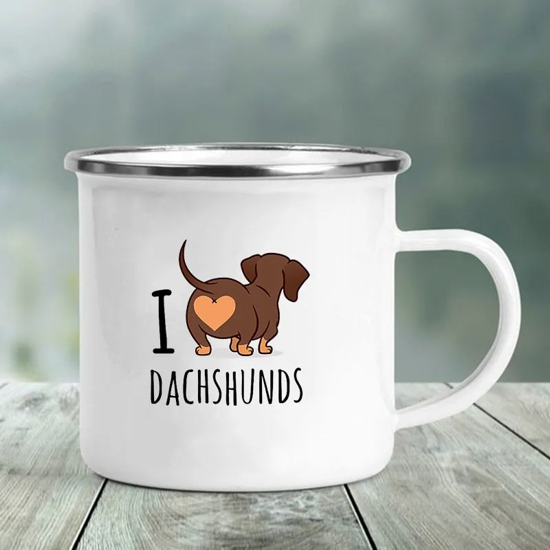 Dachshund Printed Enamel Mugs