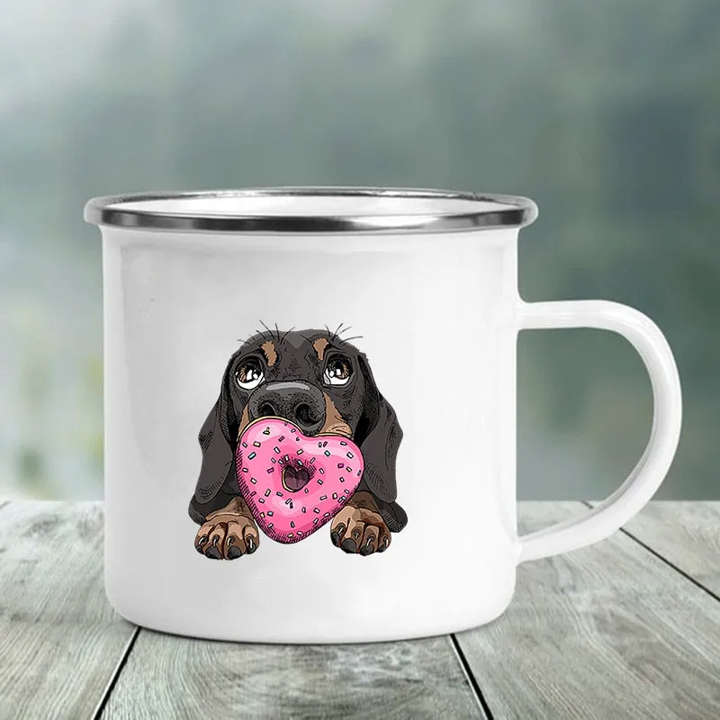 Dachshund Printed Enamel Mugs