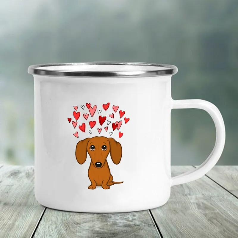Dachshund Printed Enamel Mugs