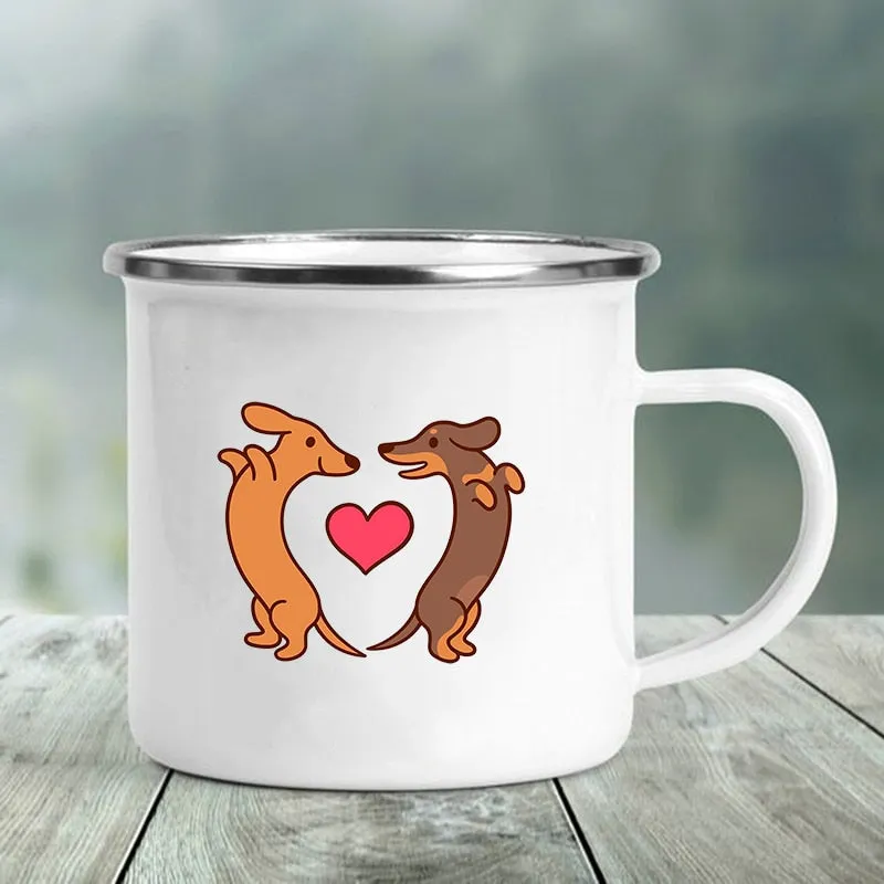 Dachshund Printed Enamel Mugs