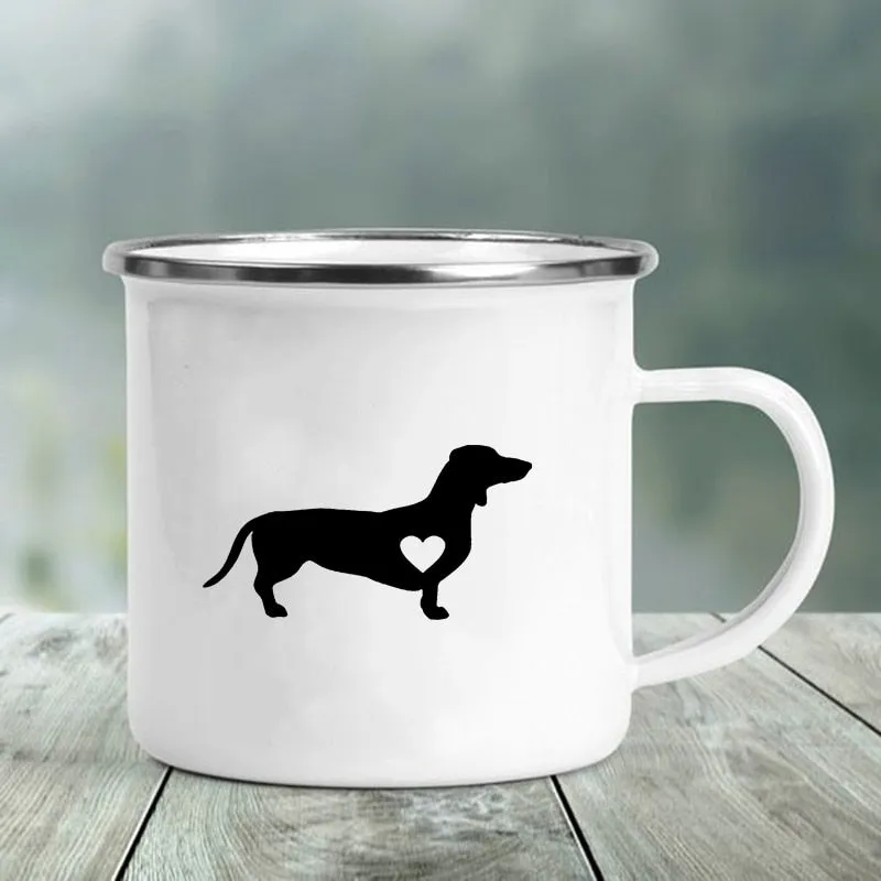 Dachshund Printed Enamel Mugs
