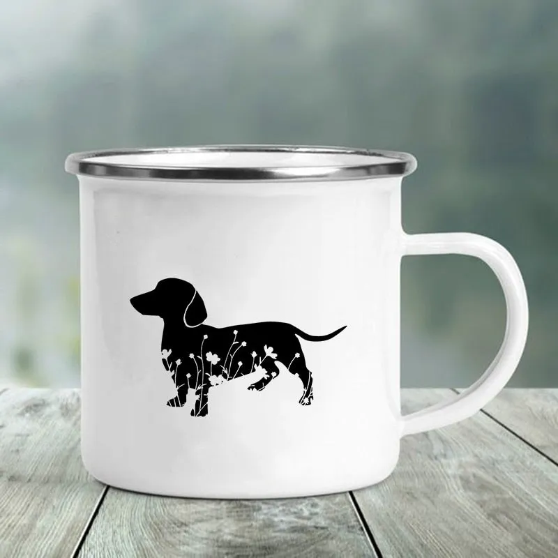 Dachshund Printed Enamel Mugs