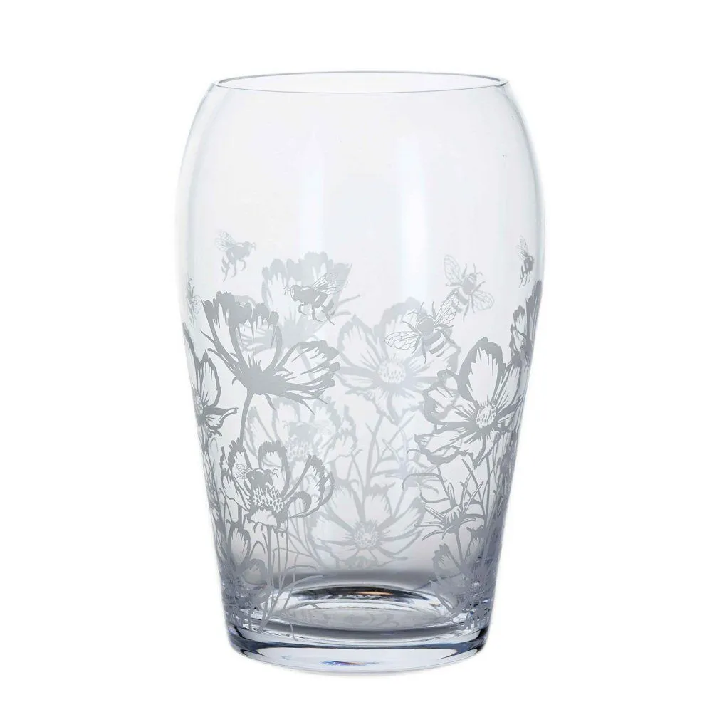 Dartington Crystal 25cm Bloom Bees & Cosmos Wide Vase