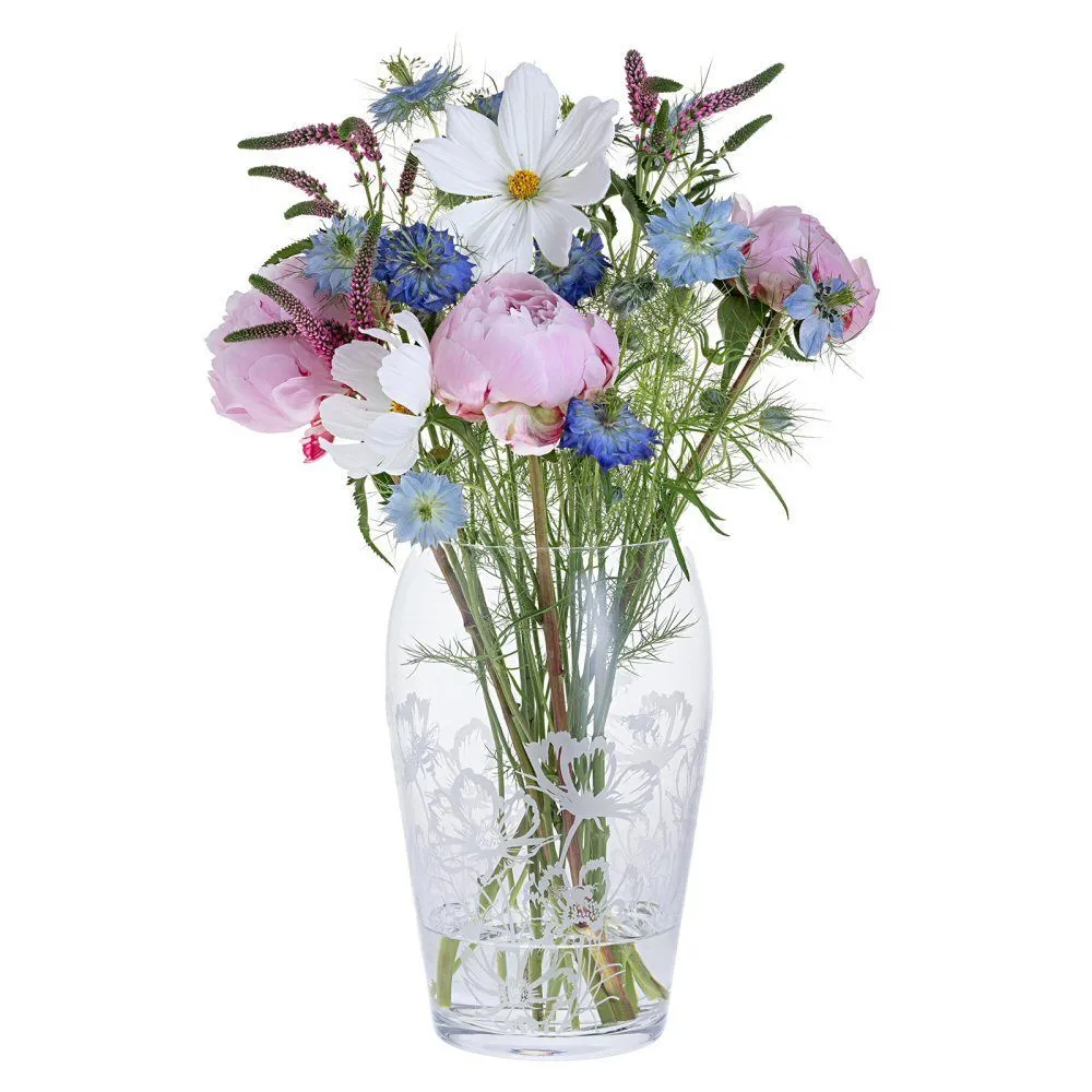 Dartington Crystal 25cm Bloom Bees & Cosmos Wide Vase