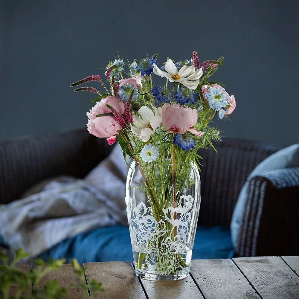 Dartington Crystal 25cm Bloom Bees & Cosmos Wide Vase