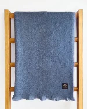 Dusty Blue Mohair Blanket Throw