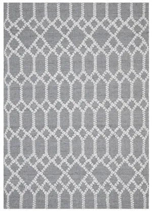 Eco Friendly Tribal Trellis Cottonblend Rug - Rustic Blue