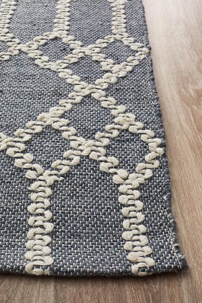 Eco Friendly Tribal Trellis Cottonblend Rug - Rustic Blue