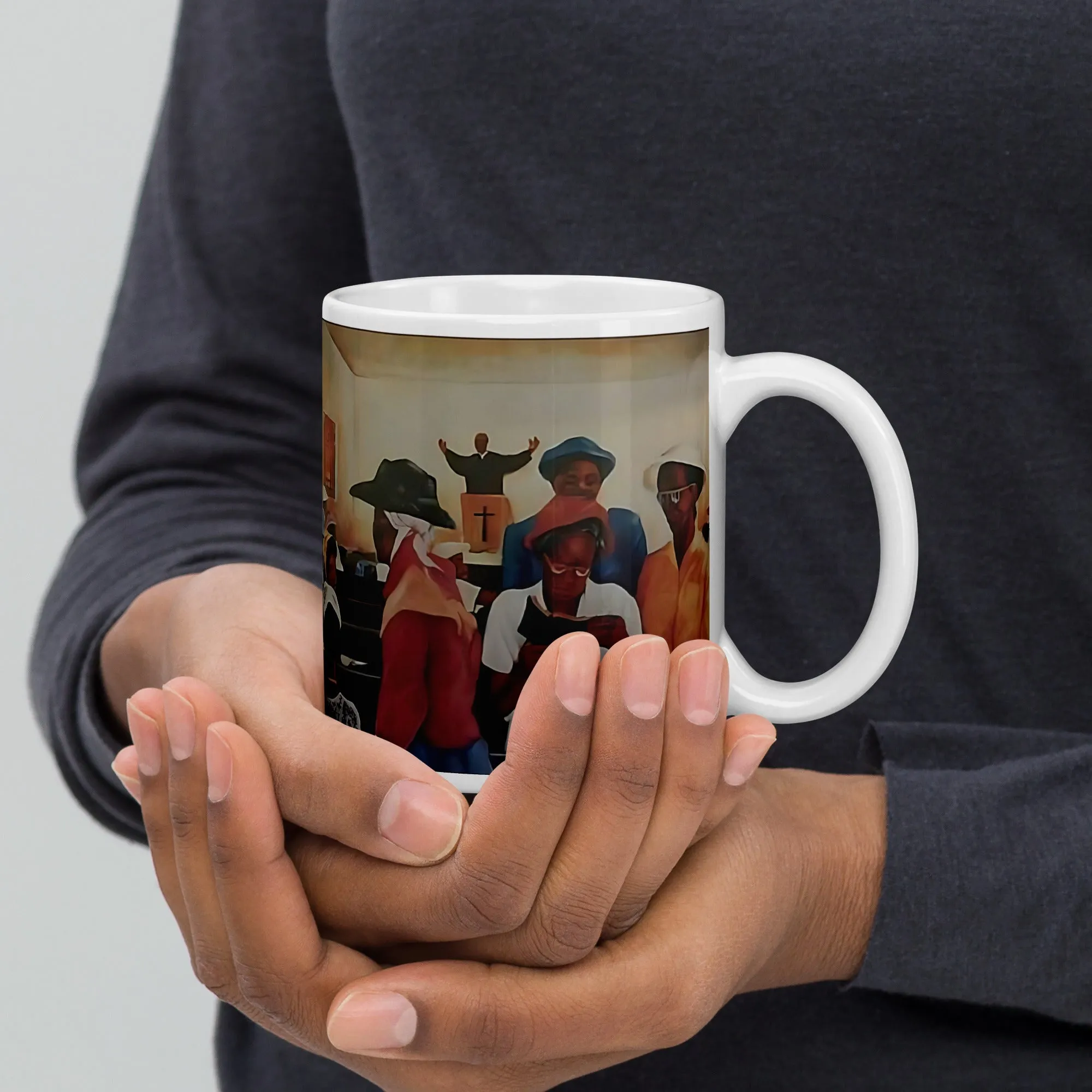 Eleven O'clock Service/Old Fashioned Baptism Ceramic Mug / Coffee Cup / Black Art / African American Art / Religious Art / Black Church / Positive Black Images