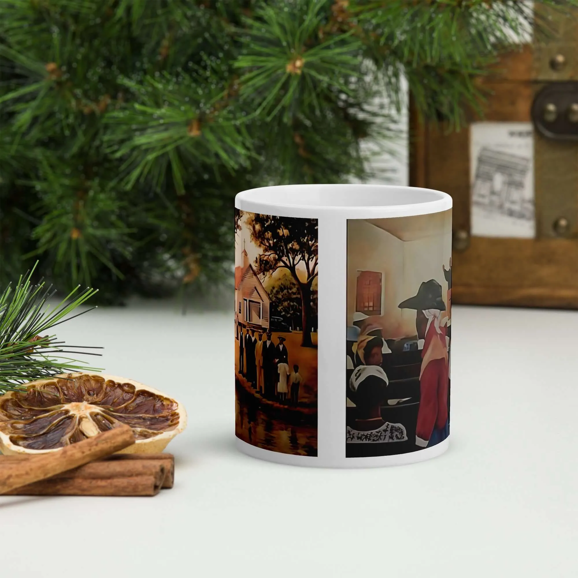 Eleven O'clock Service/Old Fashioned Baptism Ceramic Mug / Coffee Cup / Black Art / African American Art / Religious Art / Black Church / Positive Black Images