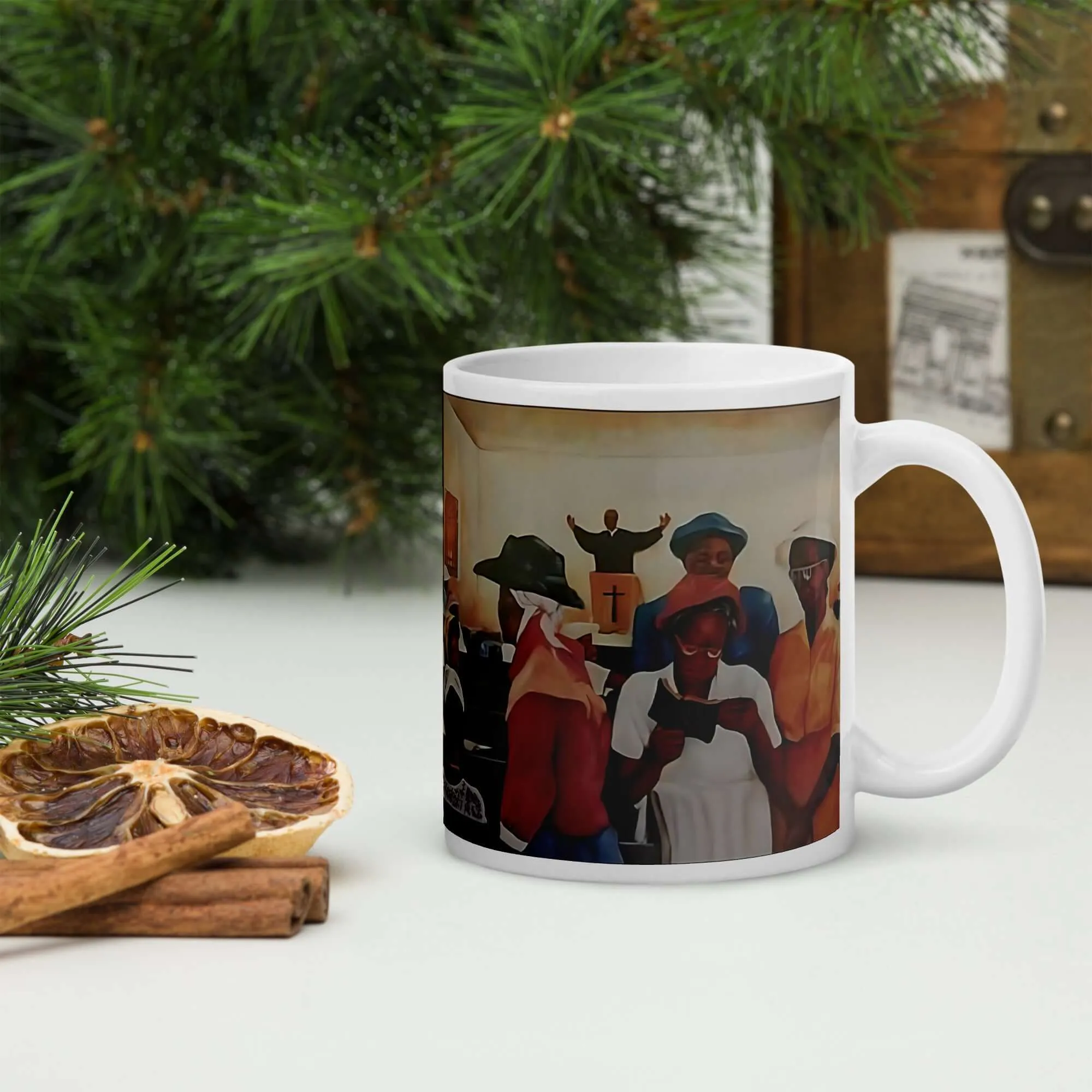 Eleven O'clock Service/Old Fashioned Baptism Ceramic Mug / Coffee Cup / Black Art / African American Art / Religious Art / Black Church / Positive Black Images