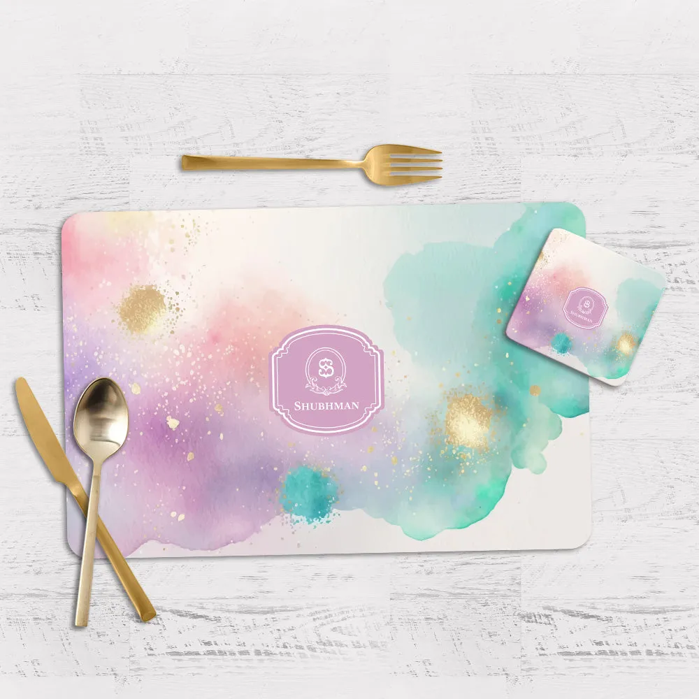 Gilded Strokes Tableware Set (4 Placemats & 4 Casters)