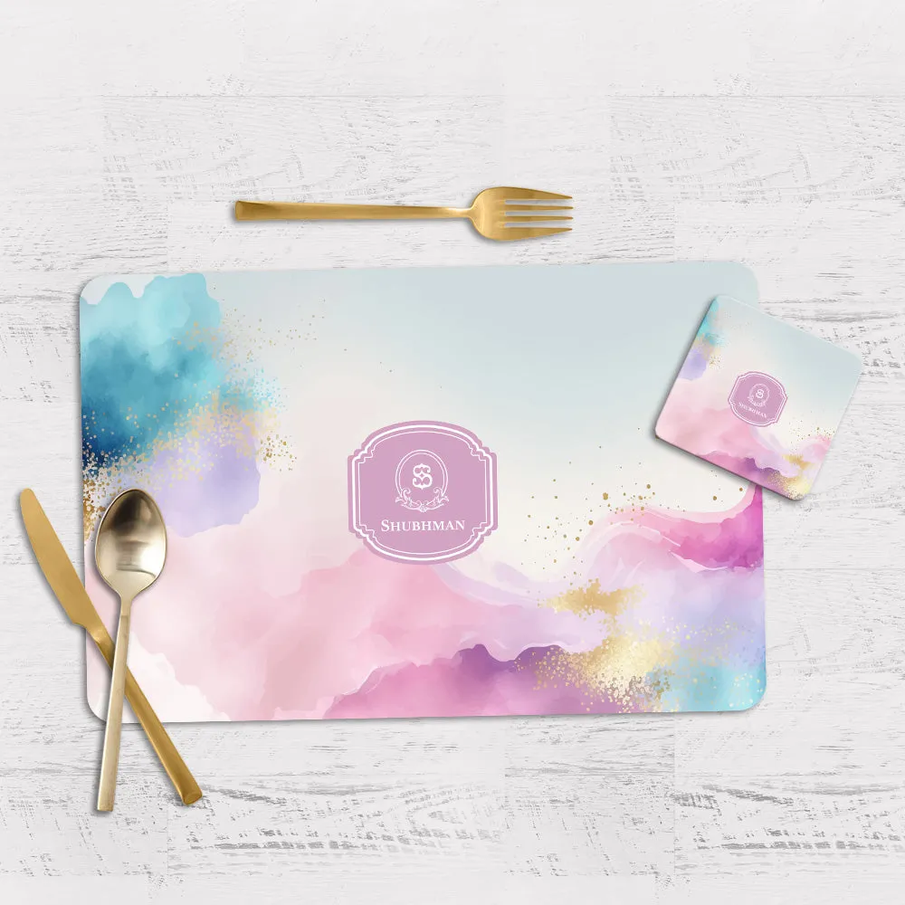 Gilded Strokes Tableware Set (4 Placemats & 4 Casters)