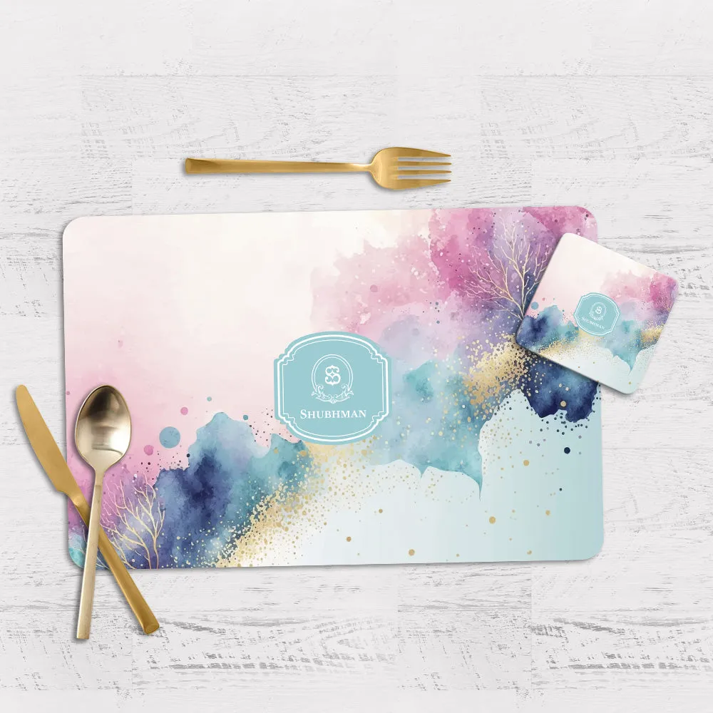 Gilded Strokes Tableware Set (4 Placemats & 4 Casters)