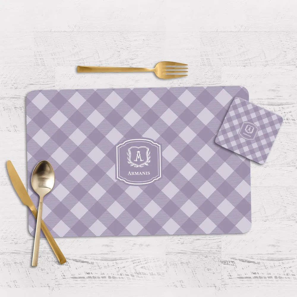 Gingham  Tableware Set (4 Placemats & 4 Casters)