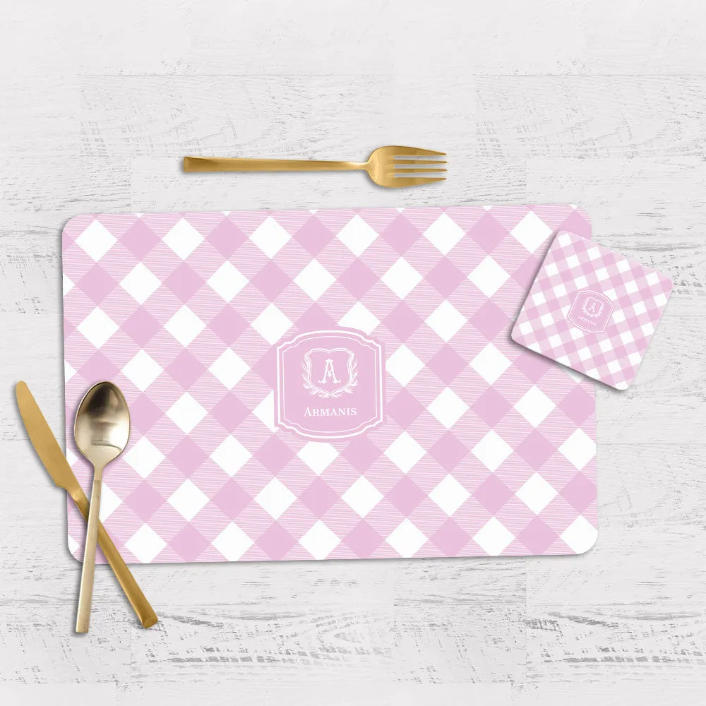 Gingham  Tableware Set (4 Placemats & 4 Casters)