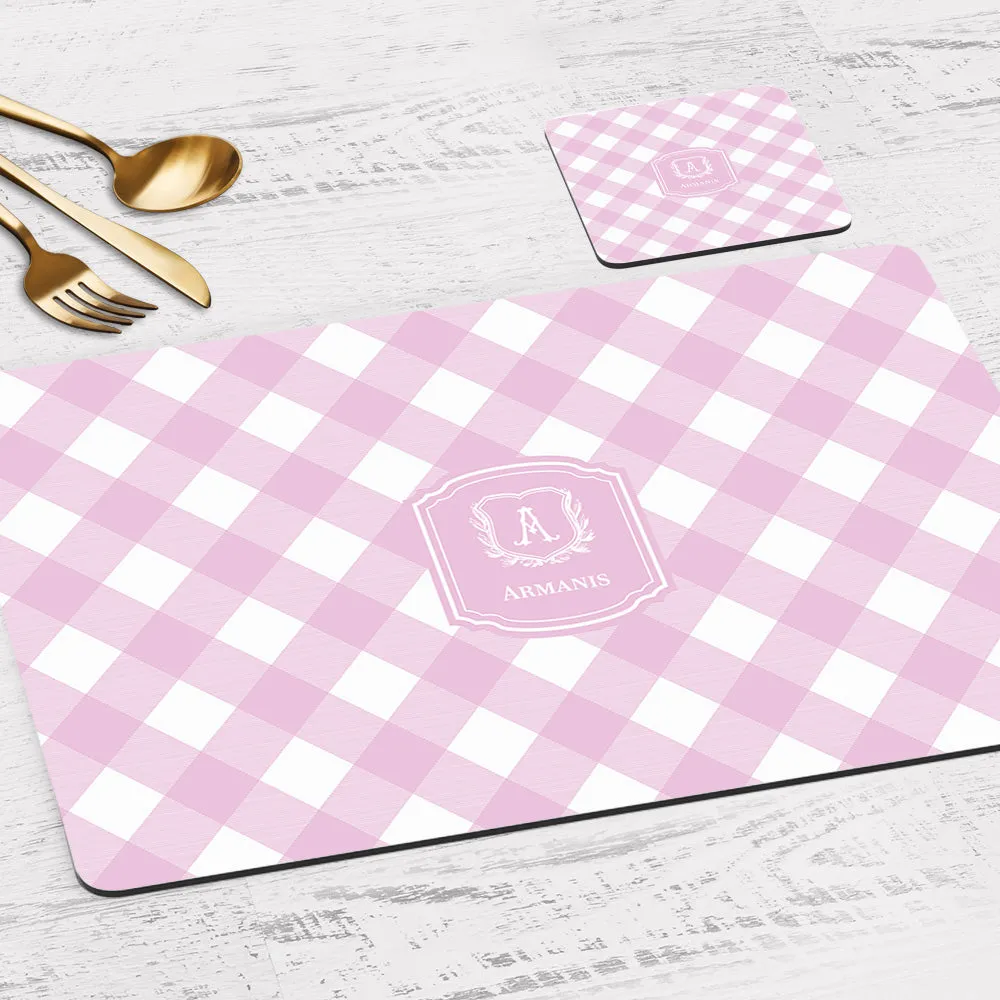 Gingham  Tableware Set (4 Placemats & 4 Casters)