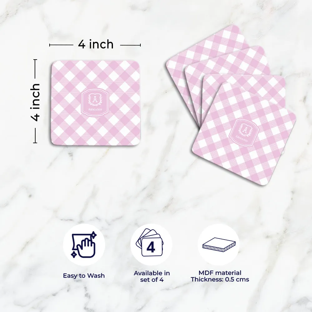 Gingham  Tableware Set (4 Placemats & 4 Casters)