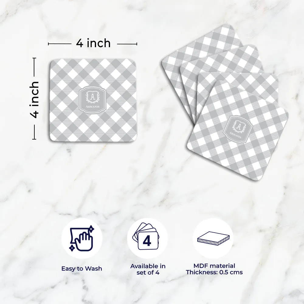 Gingham  Tableware Set (4 Placemats & 4 Casters)