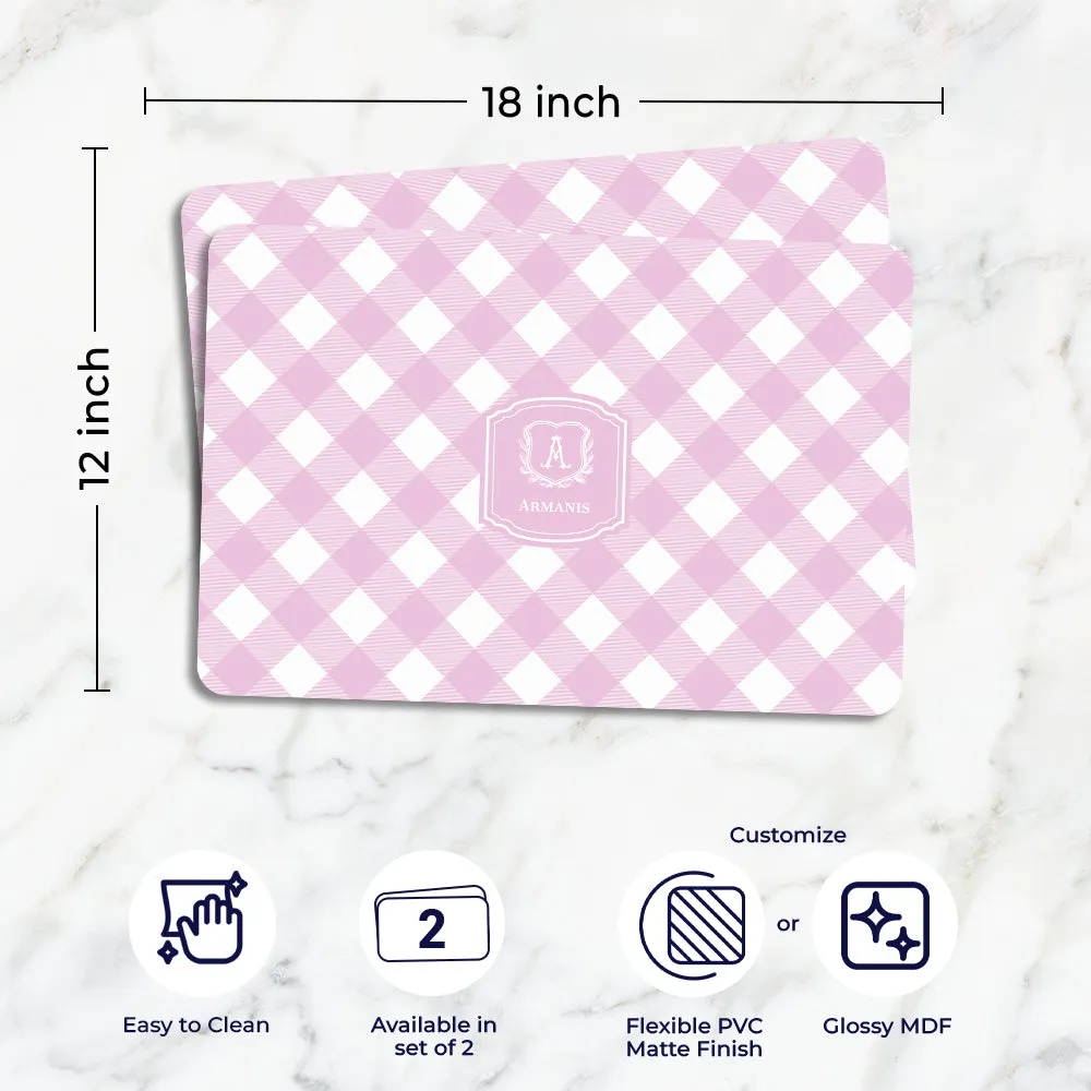 Gingham  Tableware Set (4 Placemats & 4 Casters)