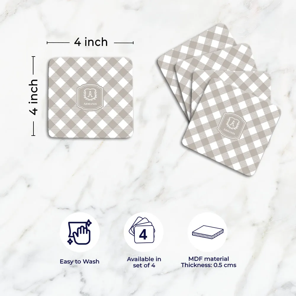 Gingham  Tableware Set (4 Placemats & 4 Casters)