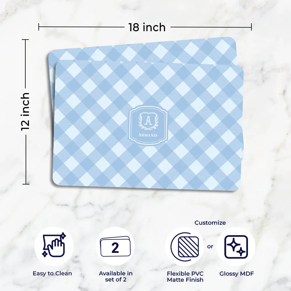 Gingham  Tableware Set (4 Placemats & 4 Casters)