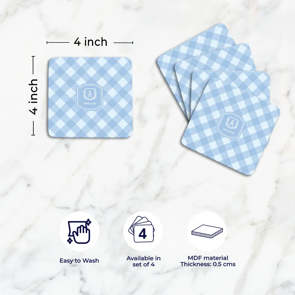 Gingham  Tableware Set (4 Placemats & 4 Casters)