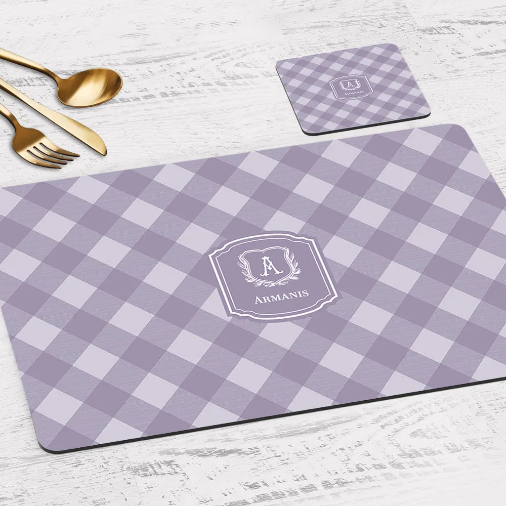 Gingham  Tableware Set (4 Placemats & 4 Casters)