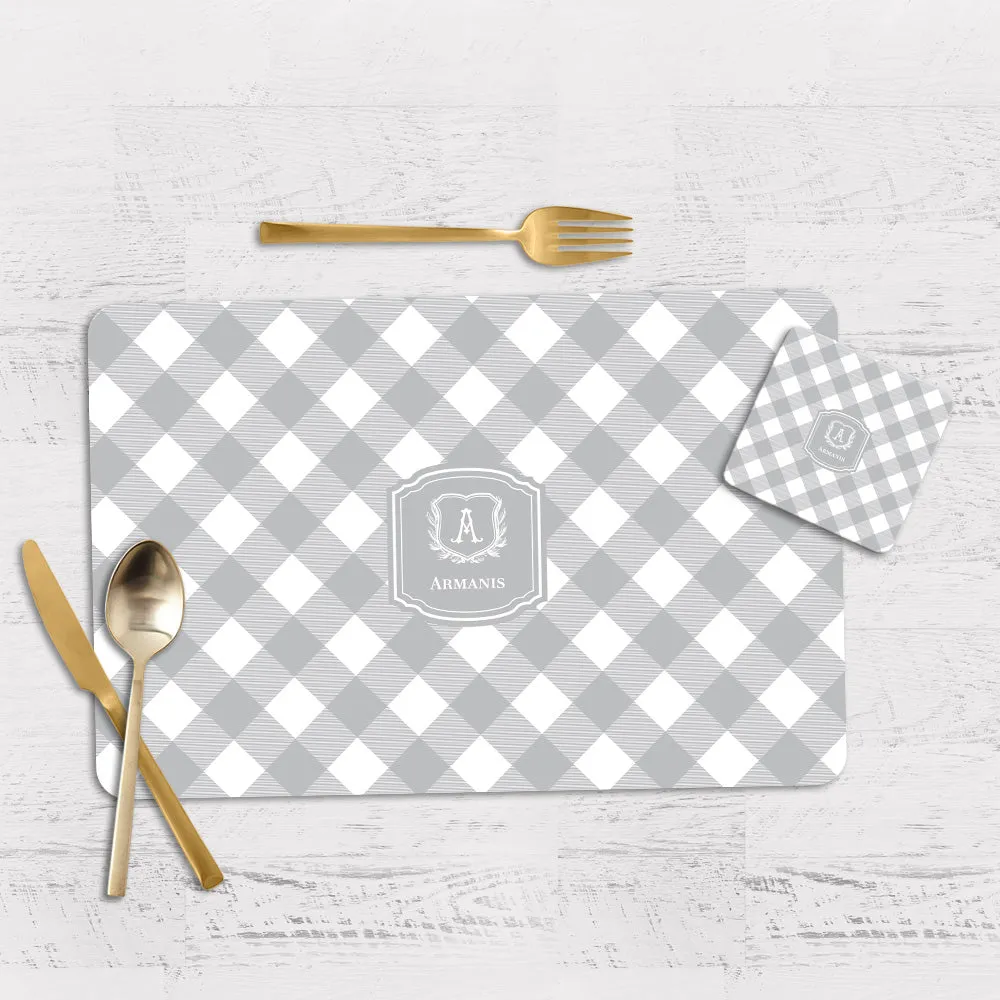 Gingham  Tableware Set (4 Placemats & 4 Casters)