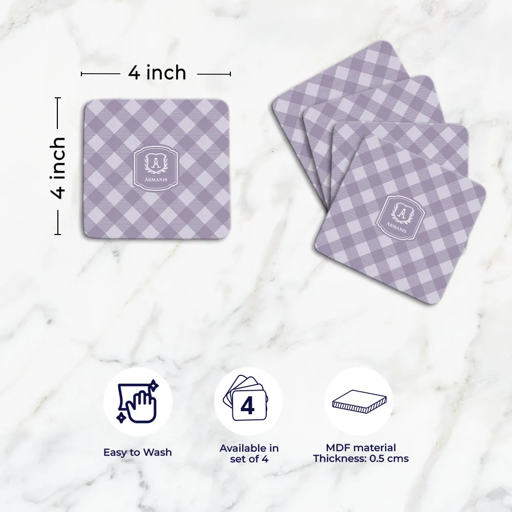 Gingham  Tableware Set (4 Placemats & 4 Casters)