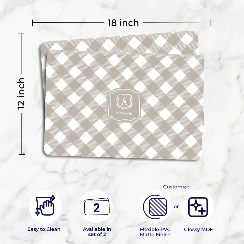 Gingham  Tableware Set (4 Placemats & 4 Casters)